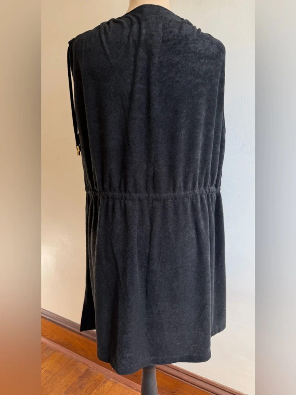 NWT Jantzen Black Sleeveless Cover Up Dress M Beach Resort Swim Tie Waist